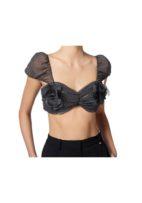 Top Elisabetta franchi donna TO03652E2 685 nero burro a pois nero burro ELISABETTA FRANCHI | Top | TO03652E2685